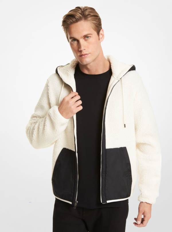 Panske Mikiny S Kapucňou Michael Kors Faux Shearling Blend Zip-Up Leopardie - Oblecenie Michael Kors Vypredaj | SQHKF-7964